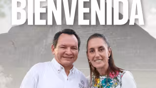 Joaquín Díaz Mena da la bienvenida a Claudia Sheinbaum en Yucatán por gira histórica