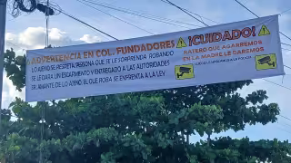 La manta advierte a los probables delincuentes sobre las consecuencias que podrían tener.