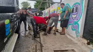 Un bovino resbala dentro de una cueva y termina atrapado en la salida de unos drenajes