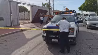 Al parecer una retroexcavadora golpeó el portón lo que ocasionó que cayera