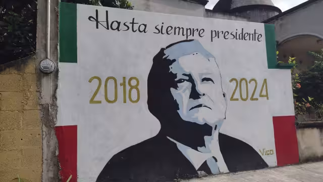 Familia de Quintana Roo crea mural de despedida en honor a AMLO