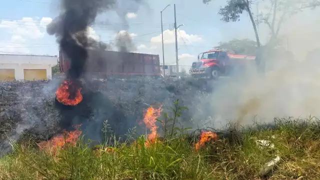 Efecto lupa provoca siniestro cerca de viviendas en Campeche