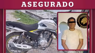 Policía recupera motocicleta con reporte de robo y asegura a conductor en Escárcega