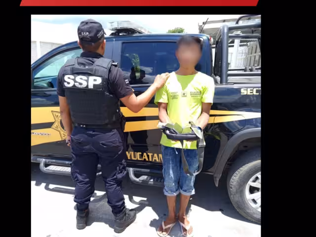 El acusado fue detenido por elementos policiacos de la SSP de Yucatán.