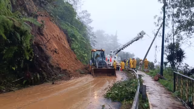 Trabajadores con maquinaria pesada están librando las carreteras.