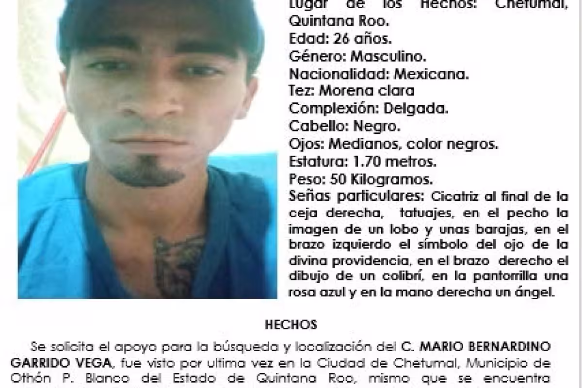 FGE activa alerta de búsqueda para localizar a joven desaparecido en Chetumal