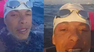 ¡De Cancún a Isla Mujeres nadando! Joven  se aventura a un viaje de 10 km en el mar: VIDEO 