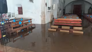 El recinto religioso de Chapab se inunda cada vez que hay lluvias.