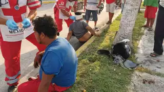 Violento impacto contra palmera deja a dos hombres heridos