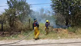 Incendio de maleza en Escárcega casi quema líneas eléctricas de la CFE
