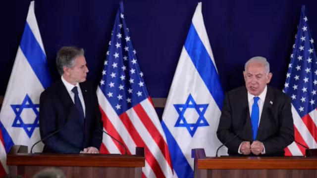 Antony Blinken, sercretario de Estado de Estados Unidos y Benjamin Netanyahu, primer ministro de Israel