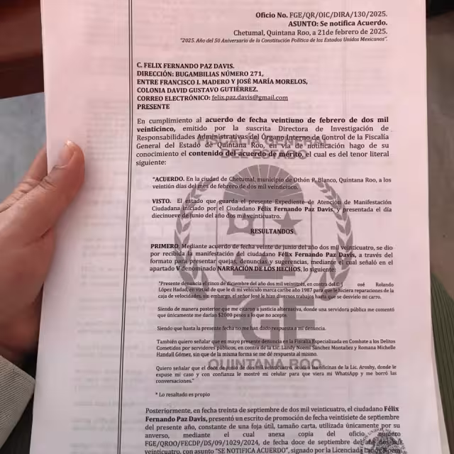 Félix Paz acudió a la Fiscalía General del Estado para buscar respuestas.