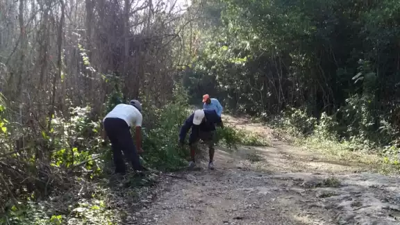 Los habitantes de Tunich Há trabajan para evitar que el fuego alcance sus tierras. Los habitantes de Tunich Há trabajan para evitar que el fuego alcance sus tierras.
