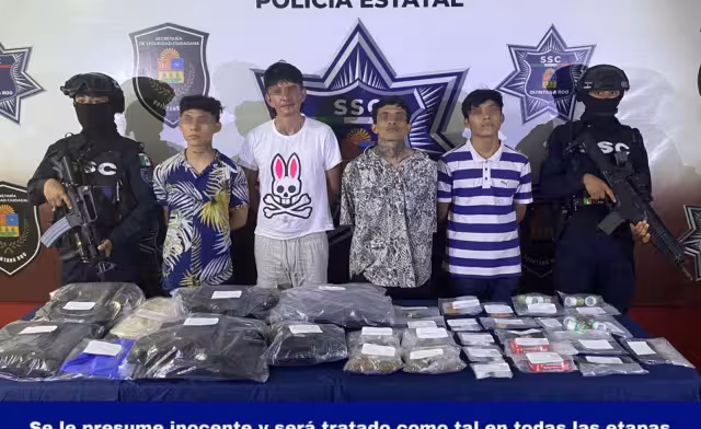 Policía Estatal detiene a cuatro jóvenes con 200 dosis de drogas en Cancún