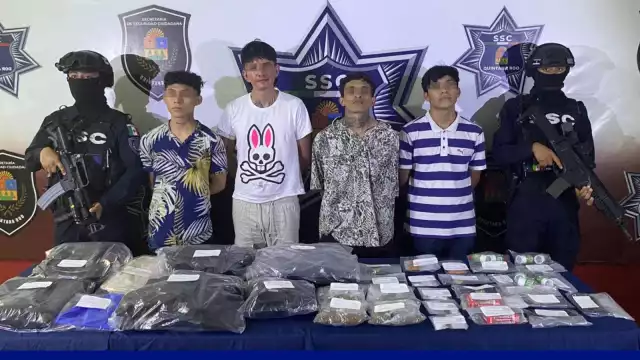 Policía Estatal detiene a cuatro jóvenes con 200 dosis de drogas en Cancún