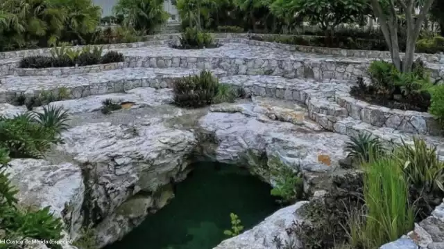 El cenote se encuentra en el estacionamiento de un Costco en Mérida