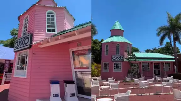 El famoso Oxxo rosa se encuentra dentro de un hotel de la Riviera Maya El famoso Oxxo rosa se encuentra dentro de un hotel de la Riviera Maya