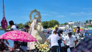 Así fue la procesión por el mar y río de Champotón en honor a la Virgen de Las Mercedes