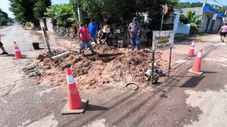 La tuberia rota se encuetra en reparación