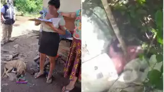 Tras dar a luz una adolescente deja a un recién nacido en una cubeta entre piedras al fondo del patio