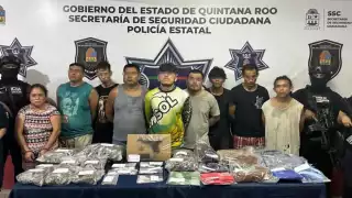 Detienen a nueve personas con presuntas drogas y armas en la Supermanzana 249 de Cancún 