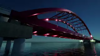 La obra tendrá el montaje de un puente en arco prefabricado y atirantado de 103 metros de longitud