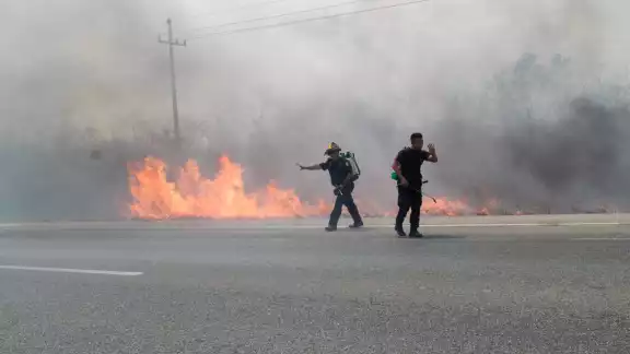 Un incendio se originó a un costado de la carretera Mérida-Motul Un incendio se originó a un costado de la carretera Mérida-Motul