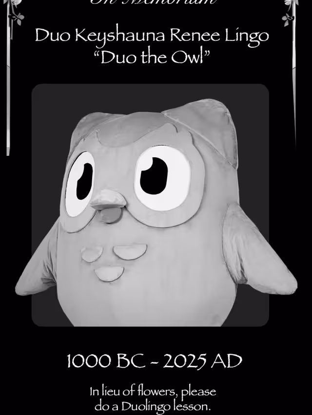Duo, el búho de Duolingo murió