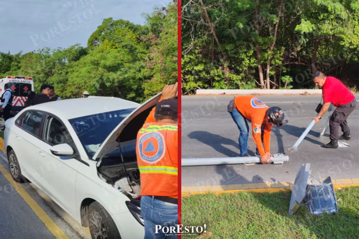 Conductora se duerme al volante y derriba poste de alumbrado público en ...