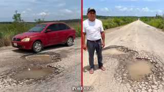 Enormes baches cubren carretera Hopelchén-Xcupil-Santa Rita y ya provocan accidentes