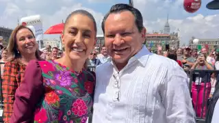 Joaquín Díaz Mena acompañó a Claudia Sheinbaum en su rendición de cuentas ante el pueblo de México.