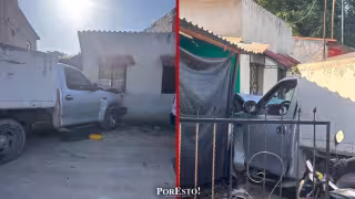 Camioneta se impacta contra una vivienda en Seybaplaya; no hubo lesionados