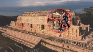 Restauran y conservan 161 mascarones de piedra de Wits, dios maya de la montaña sagrada, en la Estructura 2C6, Codz Poop