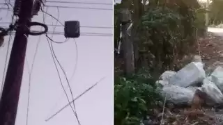 Habitantes de La Libertad, Escárcega, denuncian cables colgados de mediana tensión desde hace dos días