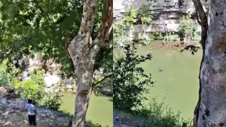El perro fue rescatado tras caer dentro del Cenote Sagrado de Chichén Itzá