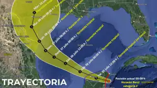 Así luce la trayectoria actual del Huracán Beryl en Quintana Roo