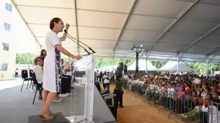 Claudia Sheinbaum Pardo, presdenta de México, durante su visita a Quintana Roo