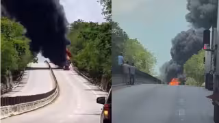 La autopista Campeche-Champotón permanece cerrada en ambos sentidos tras el choque de dos unidades de carga que provocó un incendio y dejó tres lesionados.