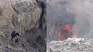 Ignorando el peligro que representa esa clase de entorno, los excursionistas disfrutaron de la expedición