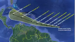 Esta sería la trayectoria de la Tormenta Tropical Beryl