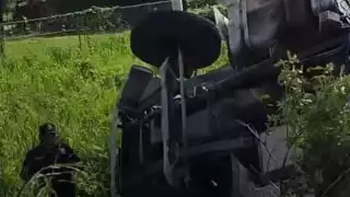 Así terminó el autobús en la carretera de Kantunil