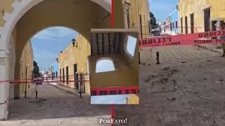 Colapsa parte de los portales en Campeche: zona acordonada