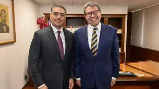 Omar García Harfuch, secretario de Seguridad y Protección Ciudadana y Ricardo Monreal, lider de la bancada de Morena en la Cámara de Diputados