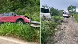 Una camioneta se estampó contra un muro de contención en el tramo Hopelchén–Ich-Ek.