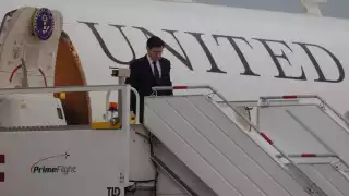 Marco Rubio, secretario de Estado de Estados Unidos, aterrizó ayer en el AIFA para su encuentro con la presidenta de México, Claudia Sheinbaum