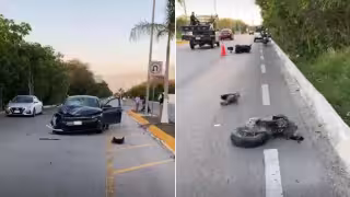 Mujer motociclista fue impactada por un automóvil.