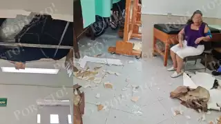 Colapsa parte del techo en clínica del IMSS Santa Isabel; una mujer resulta herida