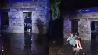 La familia fue rescatada luego de que el agua ingresara a su casa en Umán
