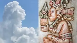 El mentón, el cuello e incluso una nariguera, objeto tubular que formaba parte de la decoración corporal de los antiguos mayas, son perceptibles a simple vista