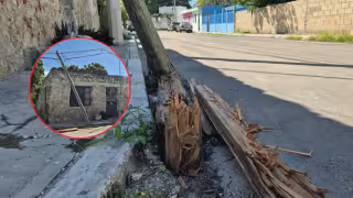 Vecinos de Pozo del Gato expresaron temor por un poste de madera a punto de caer.